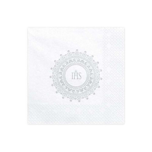 Picture of PAPER NAPKINS HOLY COMMUNION  IHS SILVER 33X33CM - 20 PACK